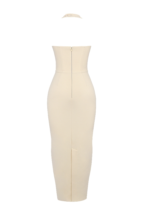 Mia  Ecru Halter Maxi Dress — image 12