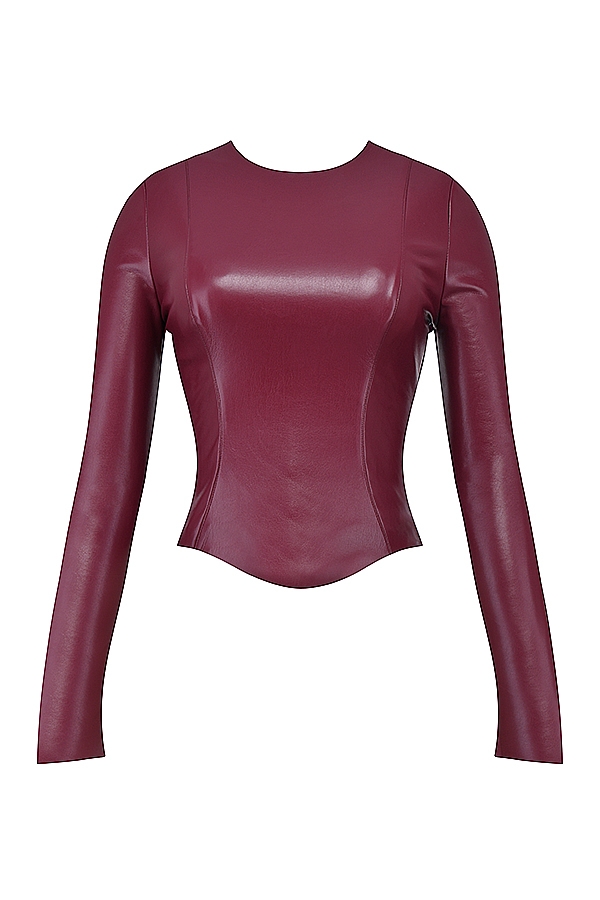 Mylah  Wine Vegan Leather Top — image 10