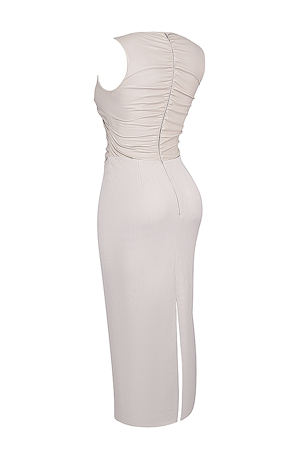Laria  Ecru Vegan Leather Maxi Dress — image 13