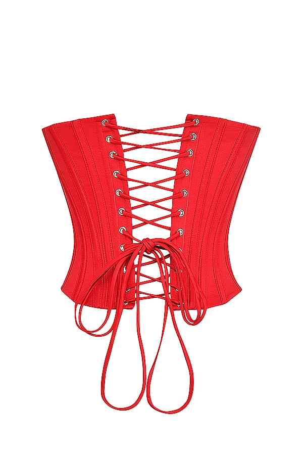 Genevieve  Scarlet Satin Lace Back Corset — image 12