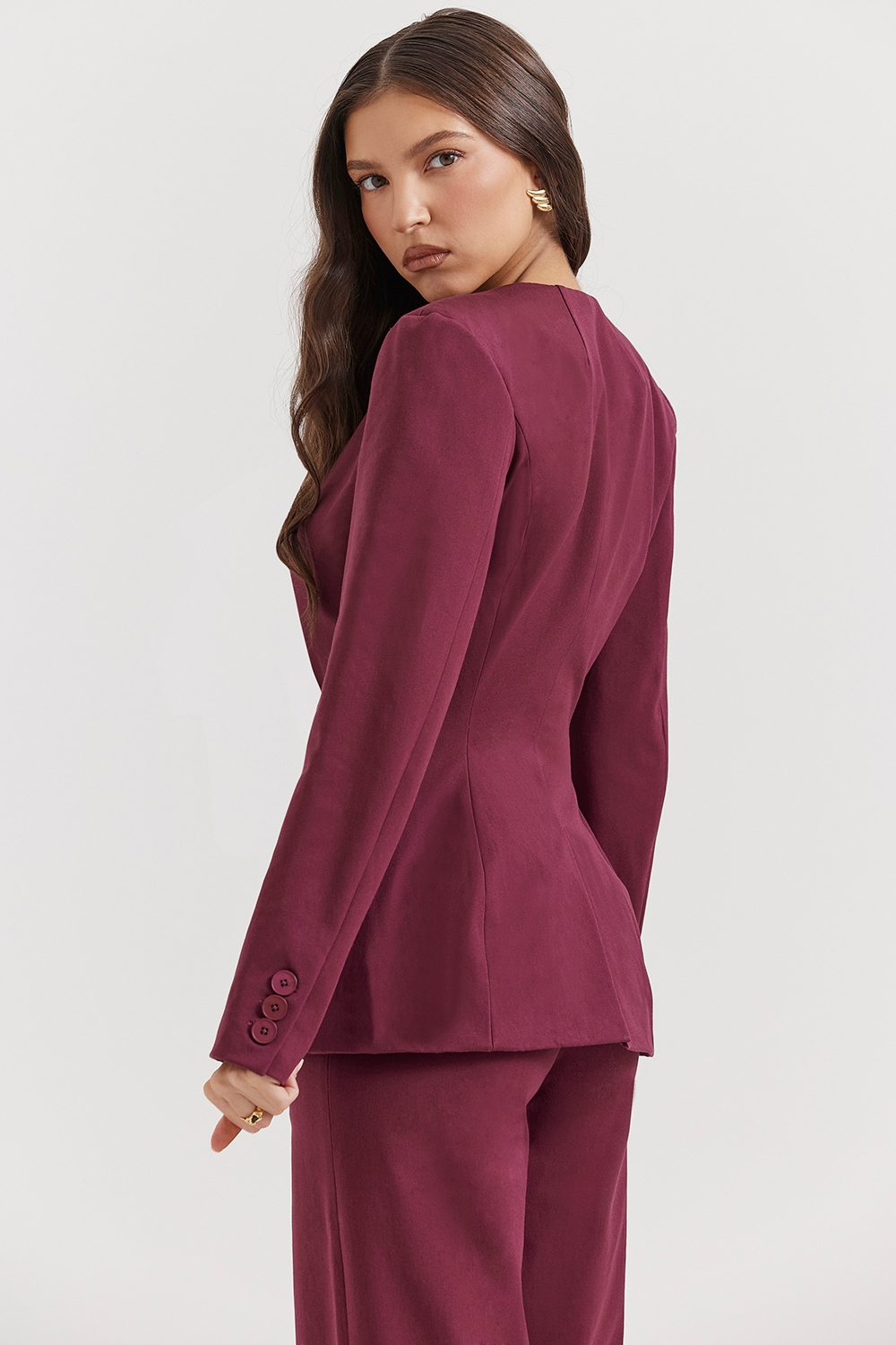 Theodora  Wine Deep V Blazer — image 7