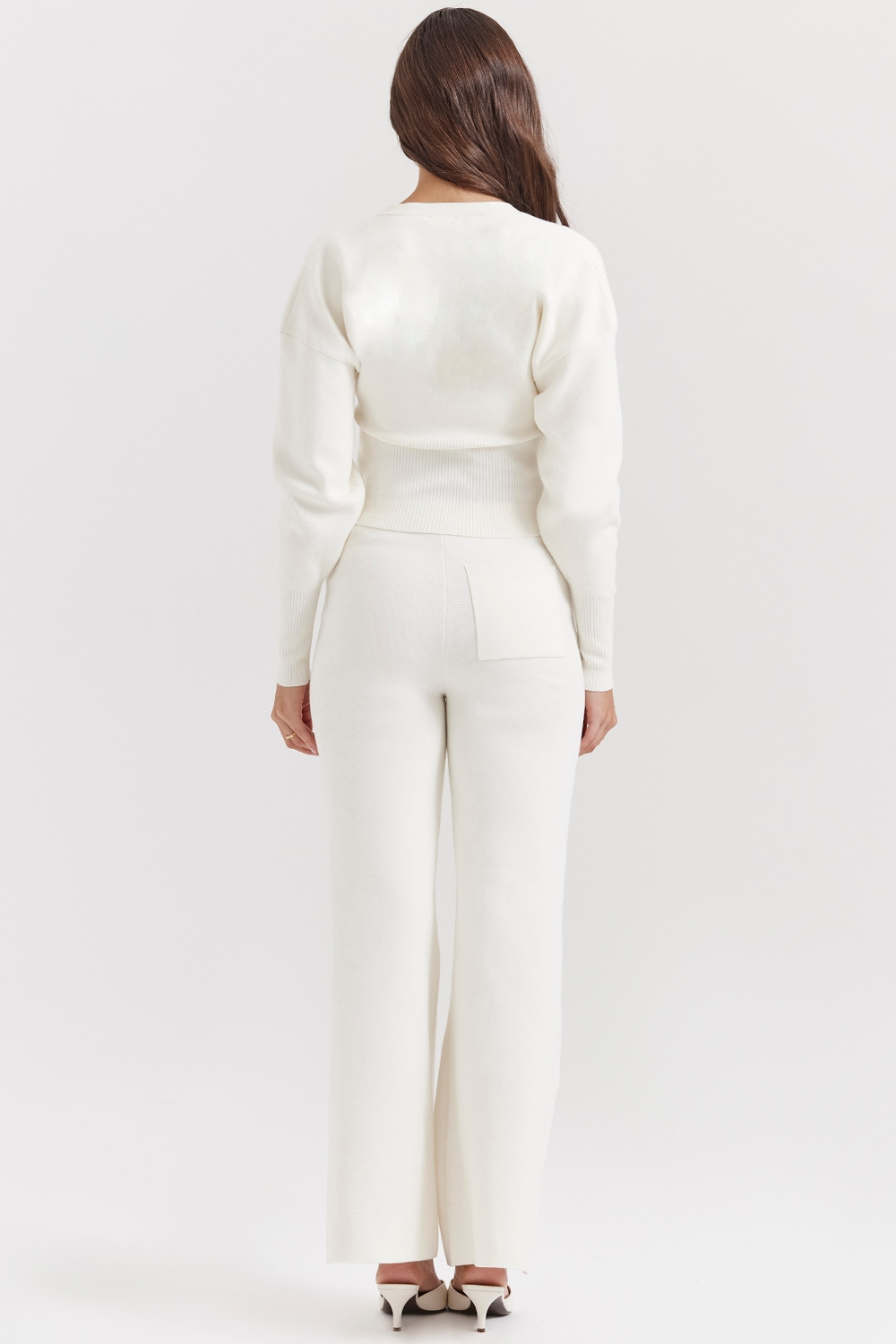 Vanna  Off White Cotton Knitted Trousers — image 9