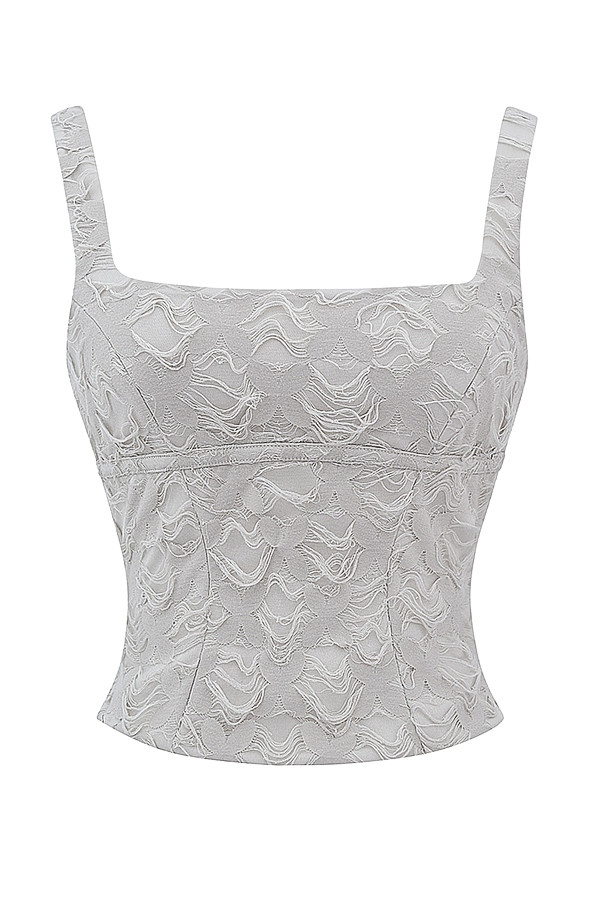 Mistress Rocks Taupe Textured Floral Top - SALE — image 10
