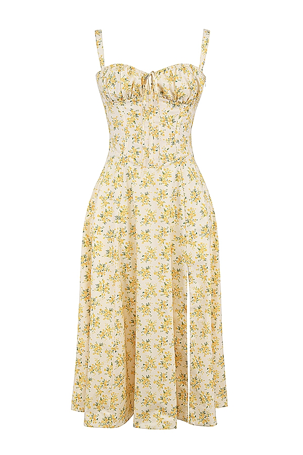 Carmen  Buttercup Vintage Floral Print Cotton Bustier Sundress — image 8