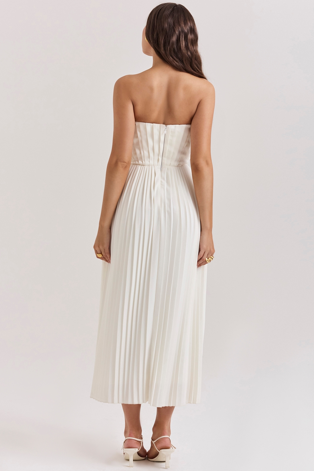 Amorata  Ivory Pleated Maxi Dress — image 9