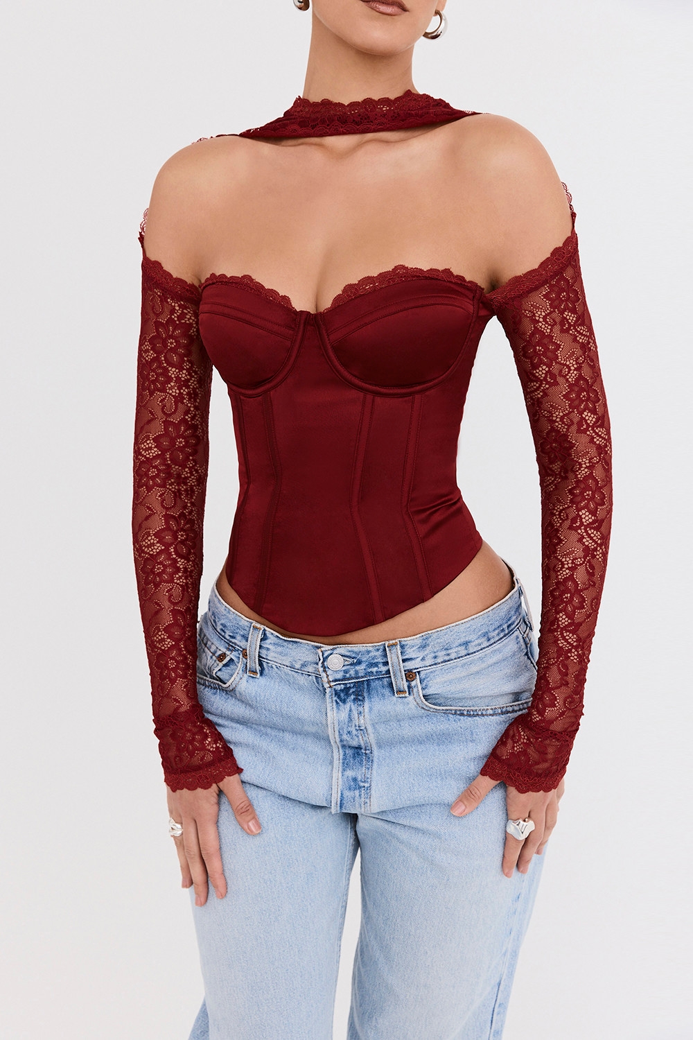 Mistress Rocks Cherry Satin & Lace Corset - SALE — image 3