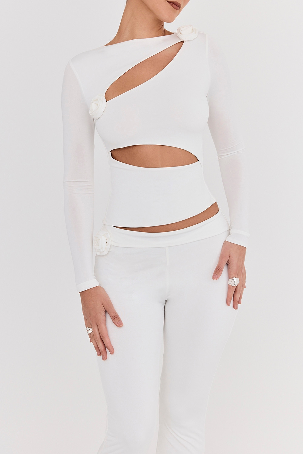 Mistress Rocks Ivory Flower Embellished Top - SALE — image 6