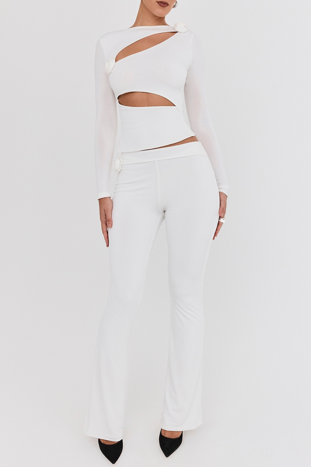 Mistress Rocks Ivory Flower Embellished Trousers - SALE — image 3