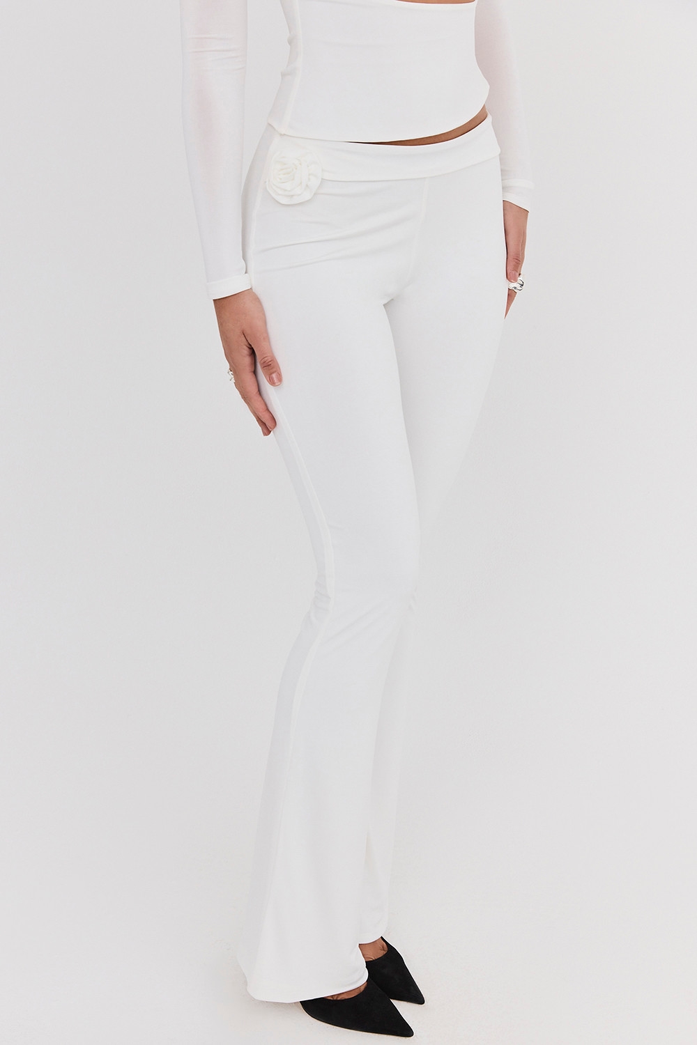 Mistress Rocks Ivory Flower Embellished Trousers - SALE — image 7