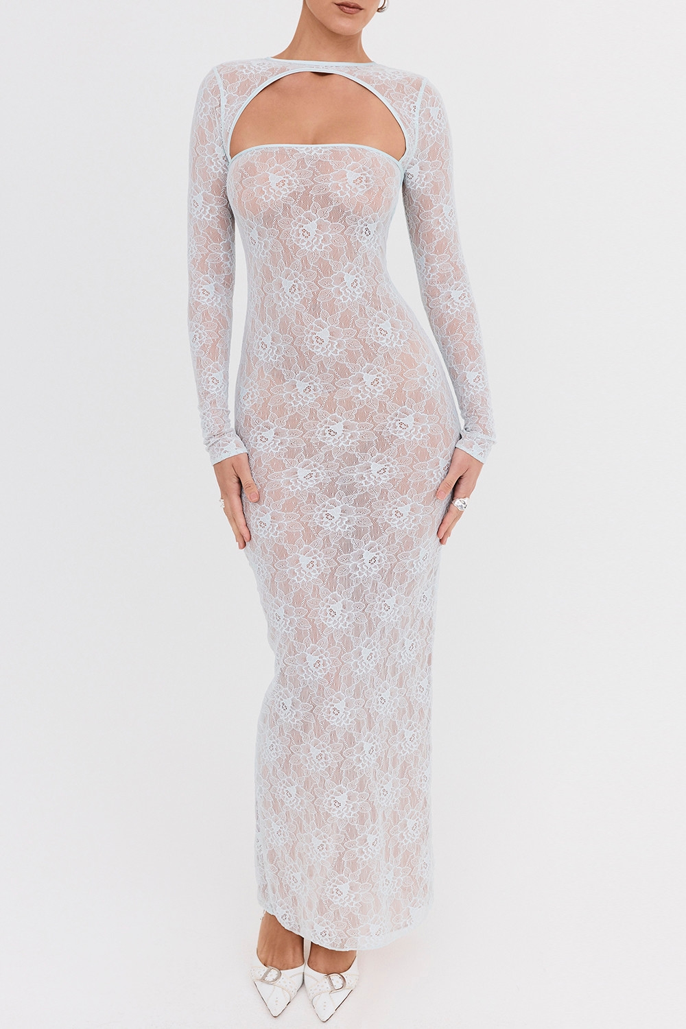 Mistress Rocks Baby Blue Lace Maxi Dress - SALE