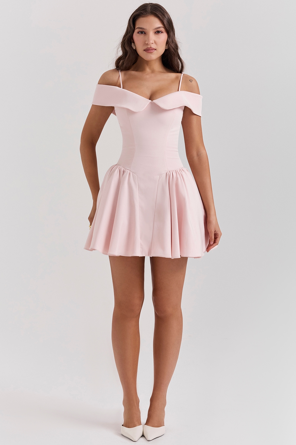 Elida  Ballerina Pink Off Shoulder Mini Dress — image 3
