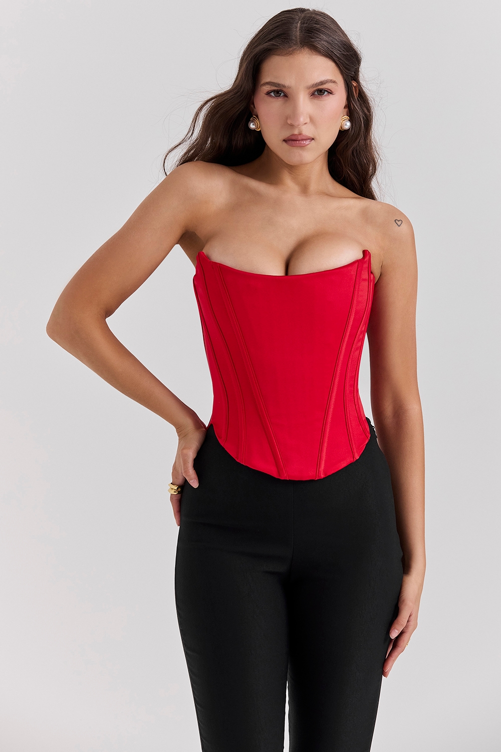 Genevieve  Scarlet Satin Lace Back Corset — image 5