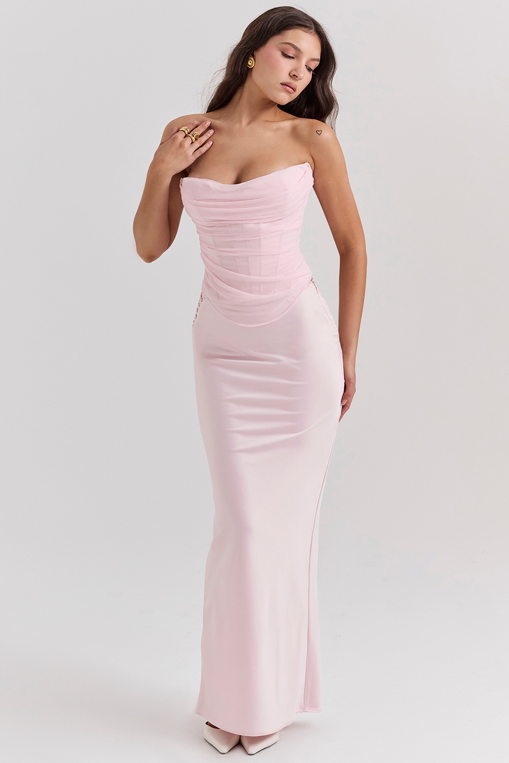 Giuliana  Ballerina Pink Satin Maxi Skirt — image 3