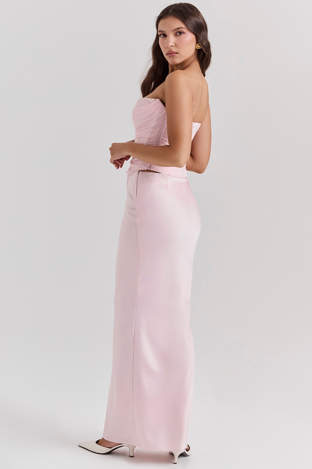 Giuliana  Ballerina Pink Satin Maxi Skirt — image 8