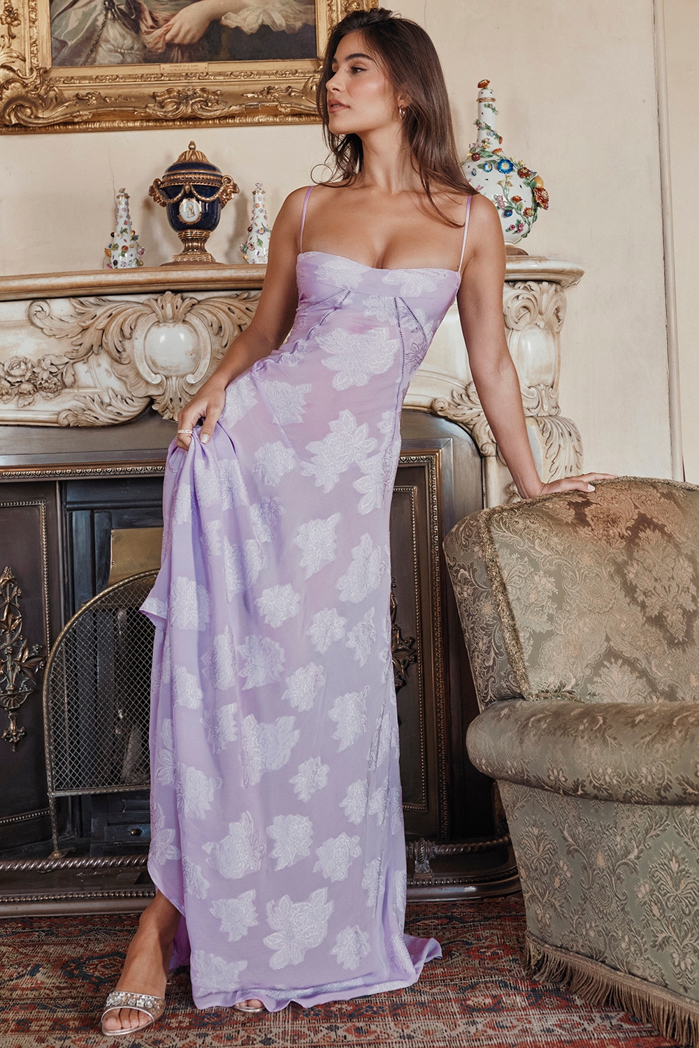 Seren  Orchid Floral Lace Back Maxi Dress — image 2