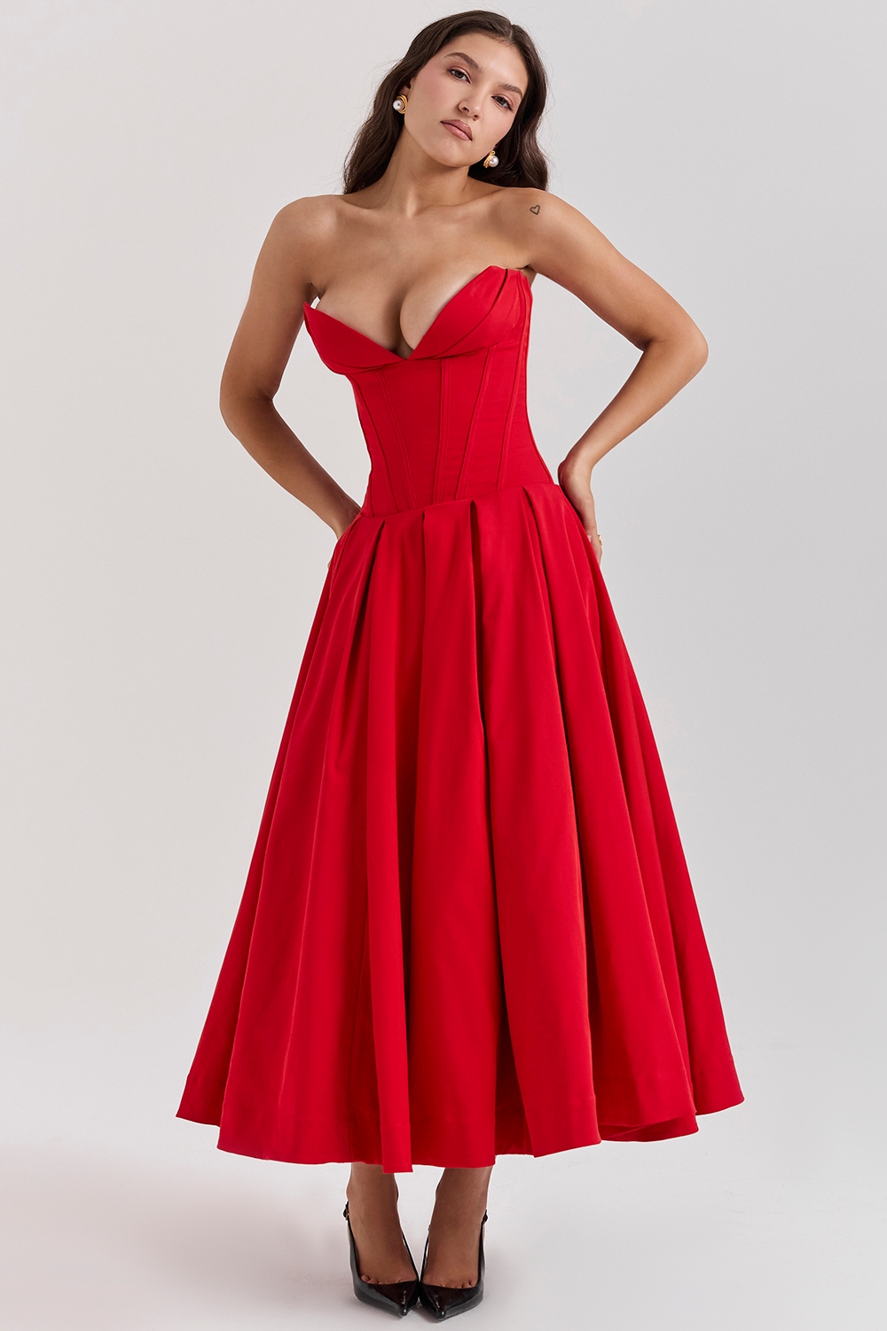 Lady  Scarlet Strapless Midi Dress — image 2