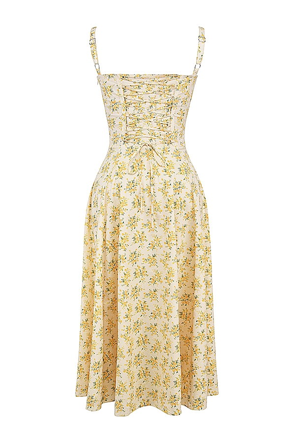 Carmen  Buttercup Vintage Floral Print Cotton Bustier Sundress — image 10