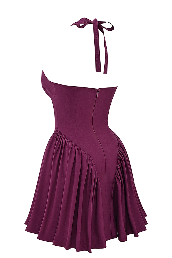 Valentia  Wine Halter Mini Dress — image 14