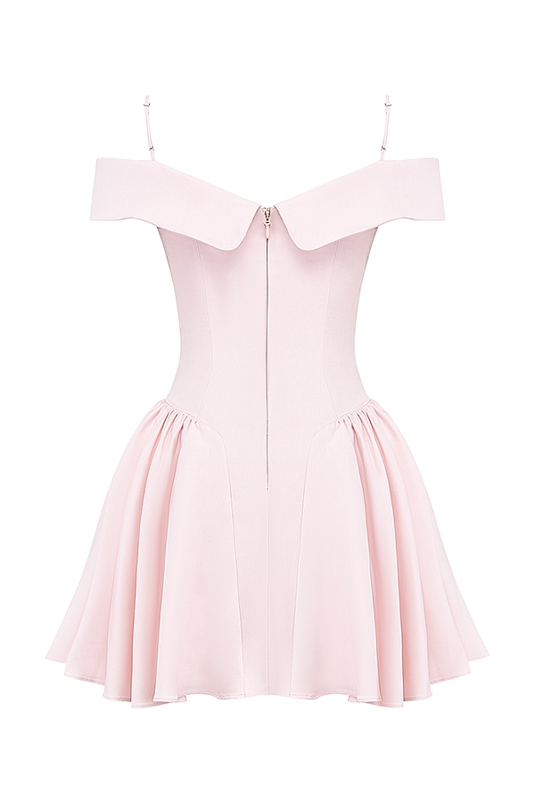 Elida  Ballerina Pink Off Shoulder Mini Dress — image 17