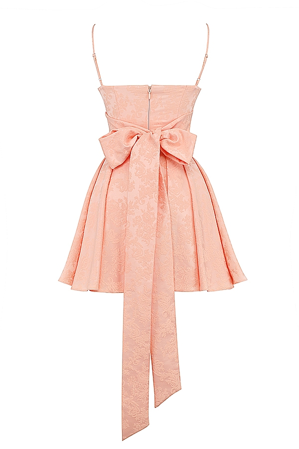 Rosalinda  Peach Jacquard Mini Bow Gown — image 14