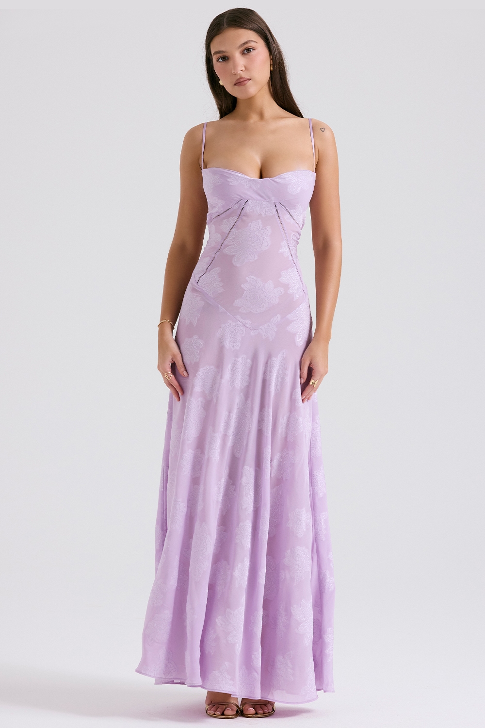 Seren  Orchid Floral Lace Back Maxi Dress — image 3