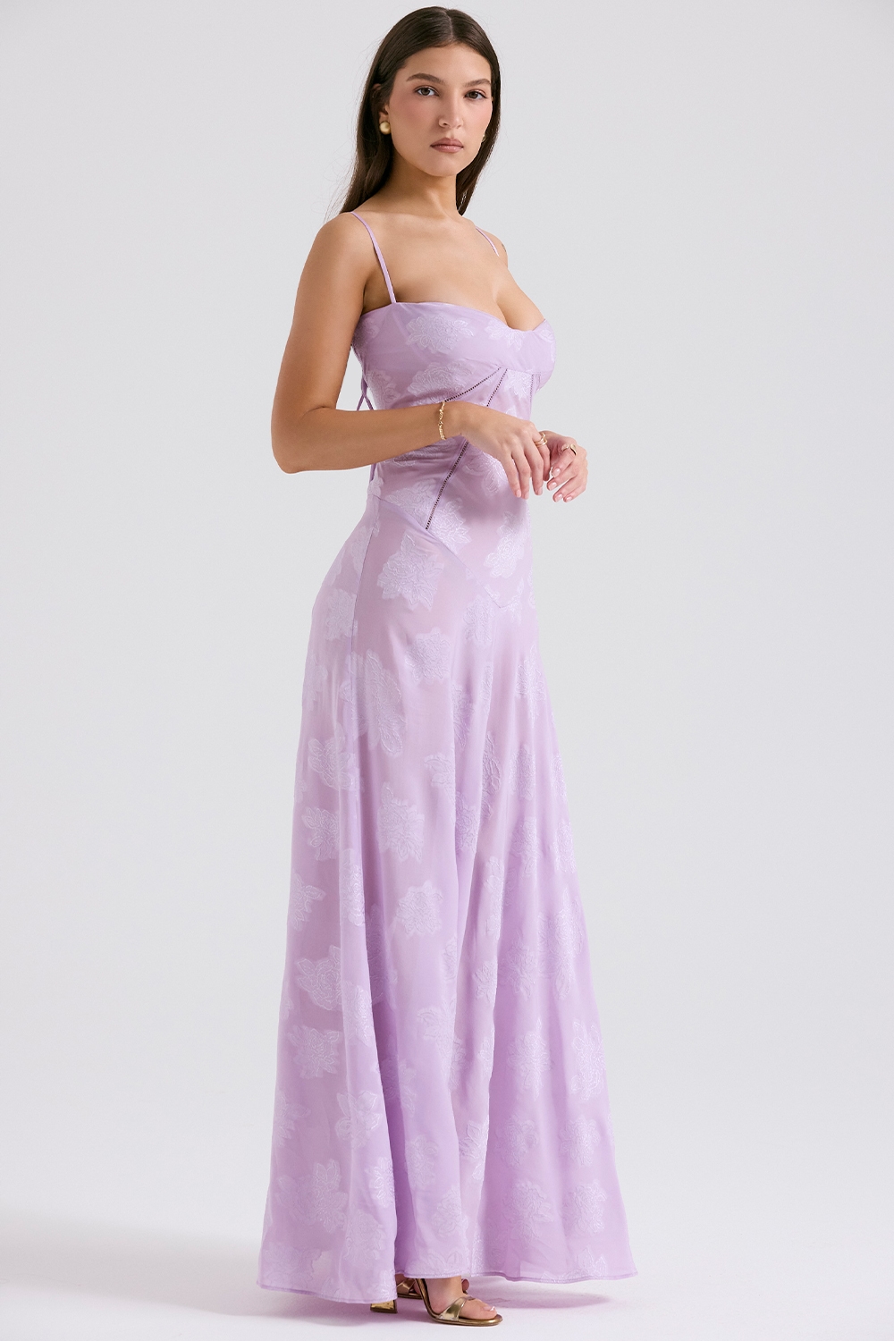 Seren  Orchid Floral Lace Back Maxi Dress — image 7
