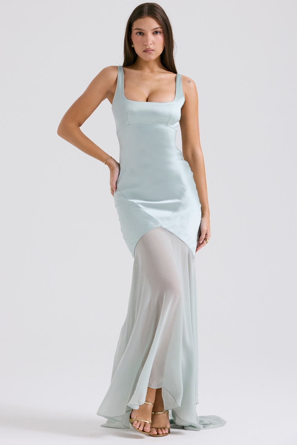 Vittoria  Pistachio Chiffon Floor Length Gown — image 3