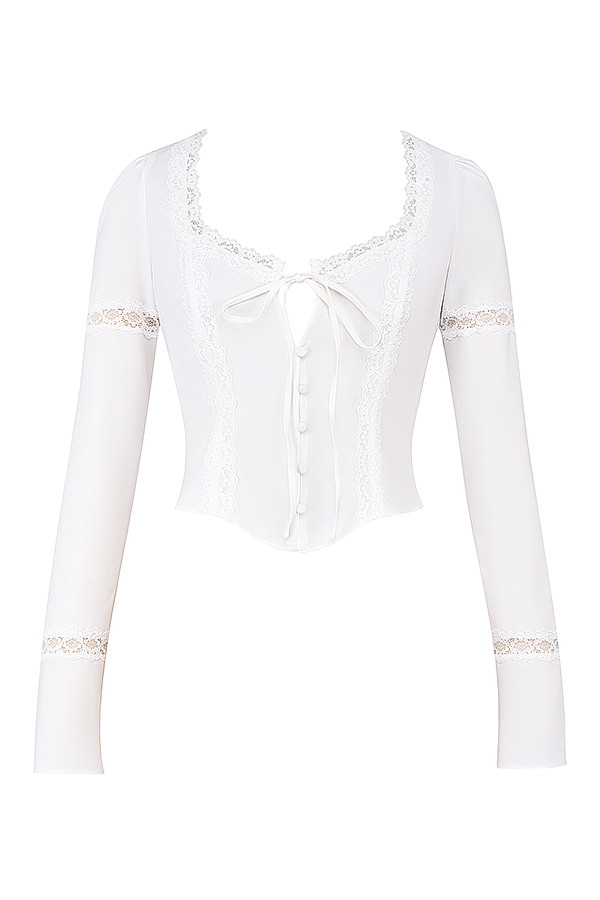 Mistress Rocks White Lace Trim Blouse - SALE — image 9