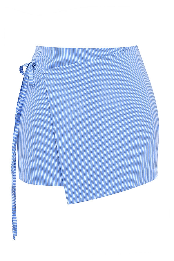 Mistress Rocks Blue Striped Wrap Mini Skirt - SALE — image 9
