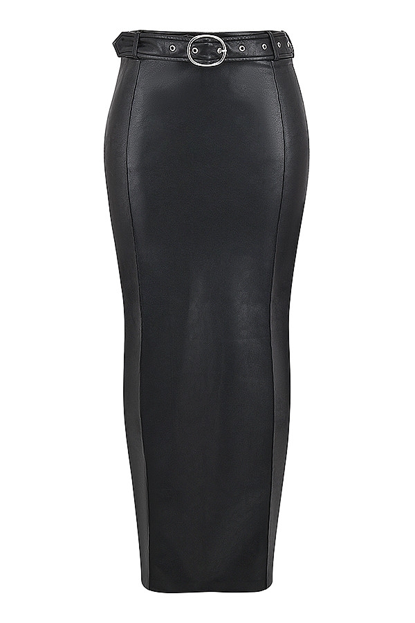 Mistress Rocks Black Vegan Leather Maxi Skirt - SALE — image 11