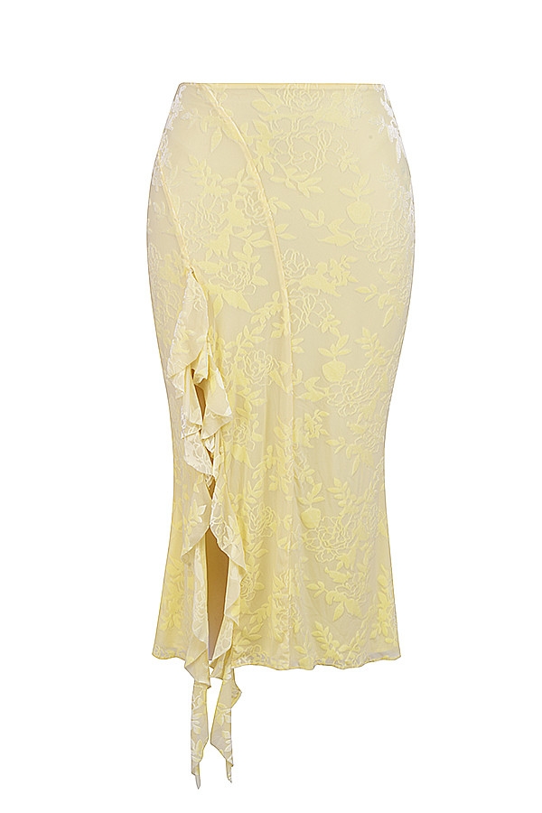 Mistress Rocks Lemon Devore Frill Midi Skirt - SALE — image 8