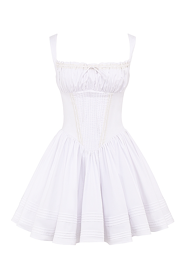 Natassia  White Cotton Mini Dress — image 16
