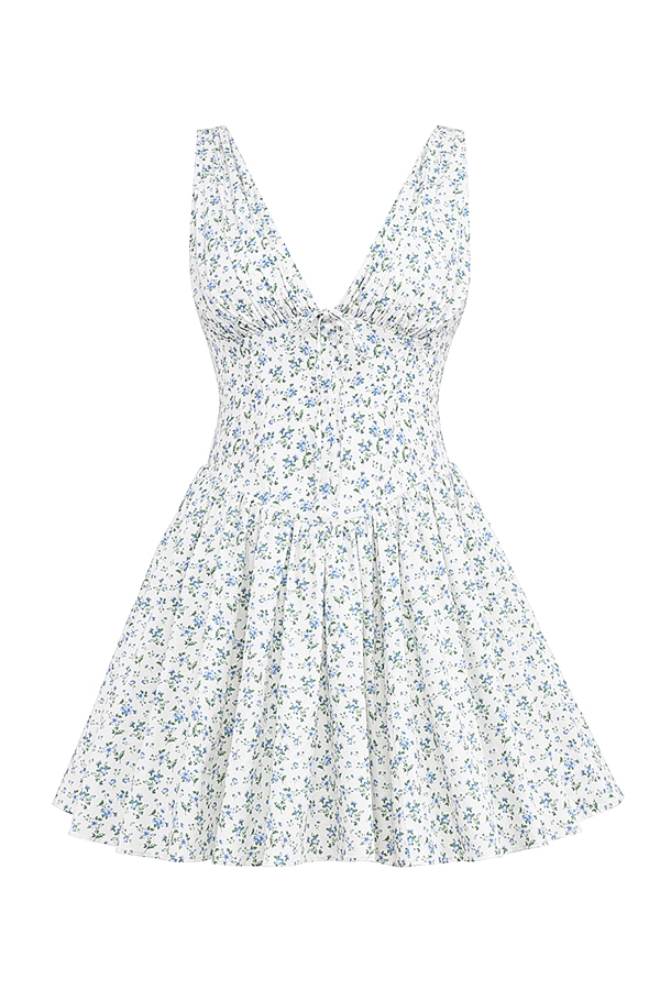 Fabrizia  White Bluebell Print Corset Mini Dress — image 15