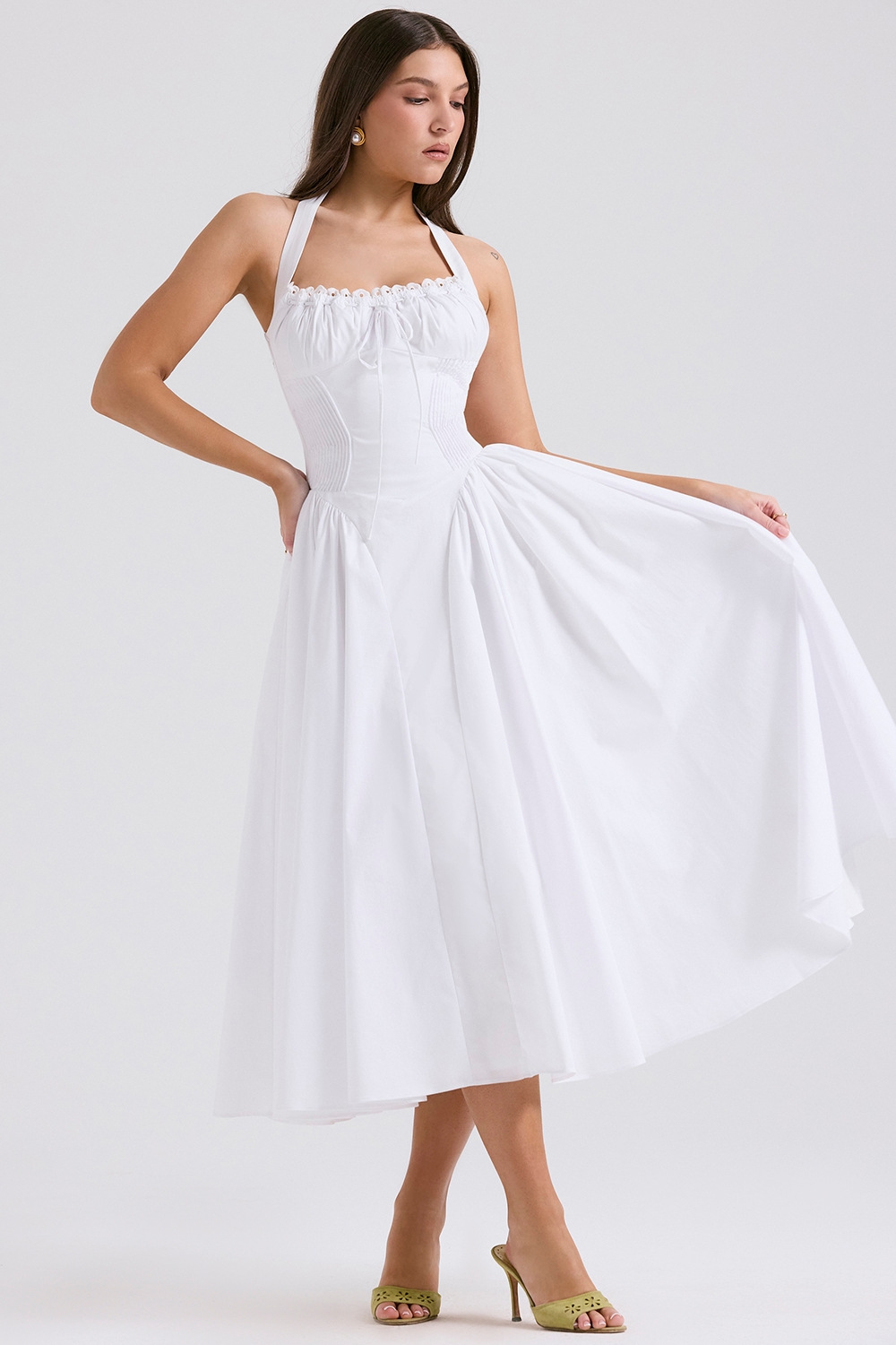Adabella  White Cotton Halter Sundress — image 3