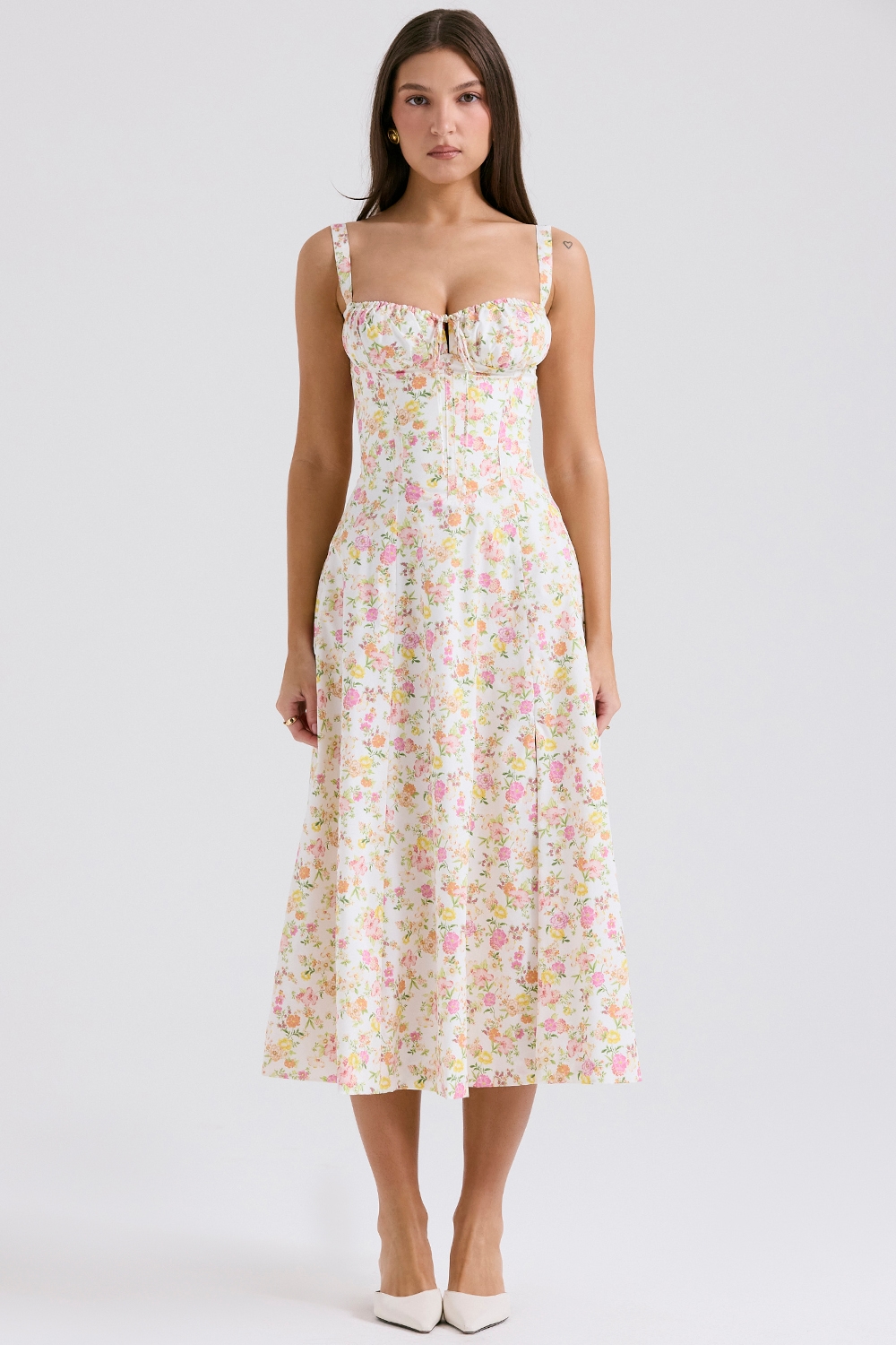 Carmen  Ivory Meadow Print Cotton Bustier Sundress — image 2