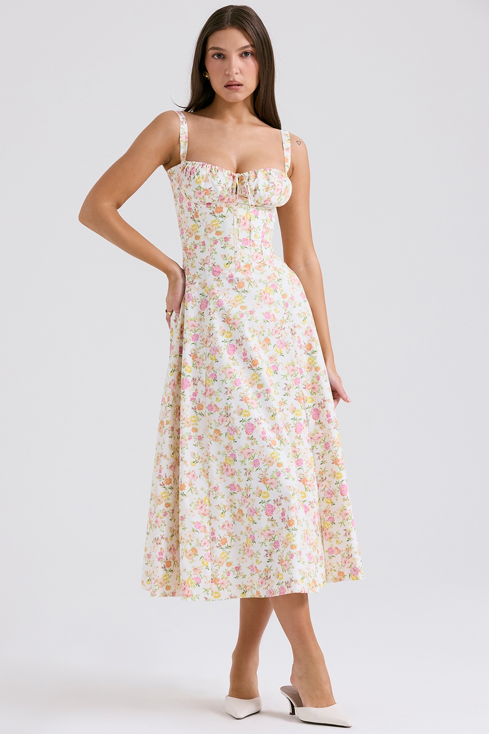 Carmen  Ivory Meadow Print Cotton Bustier Sundress — image 3