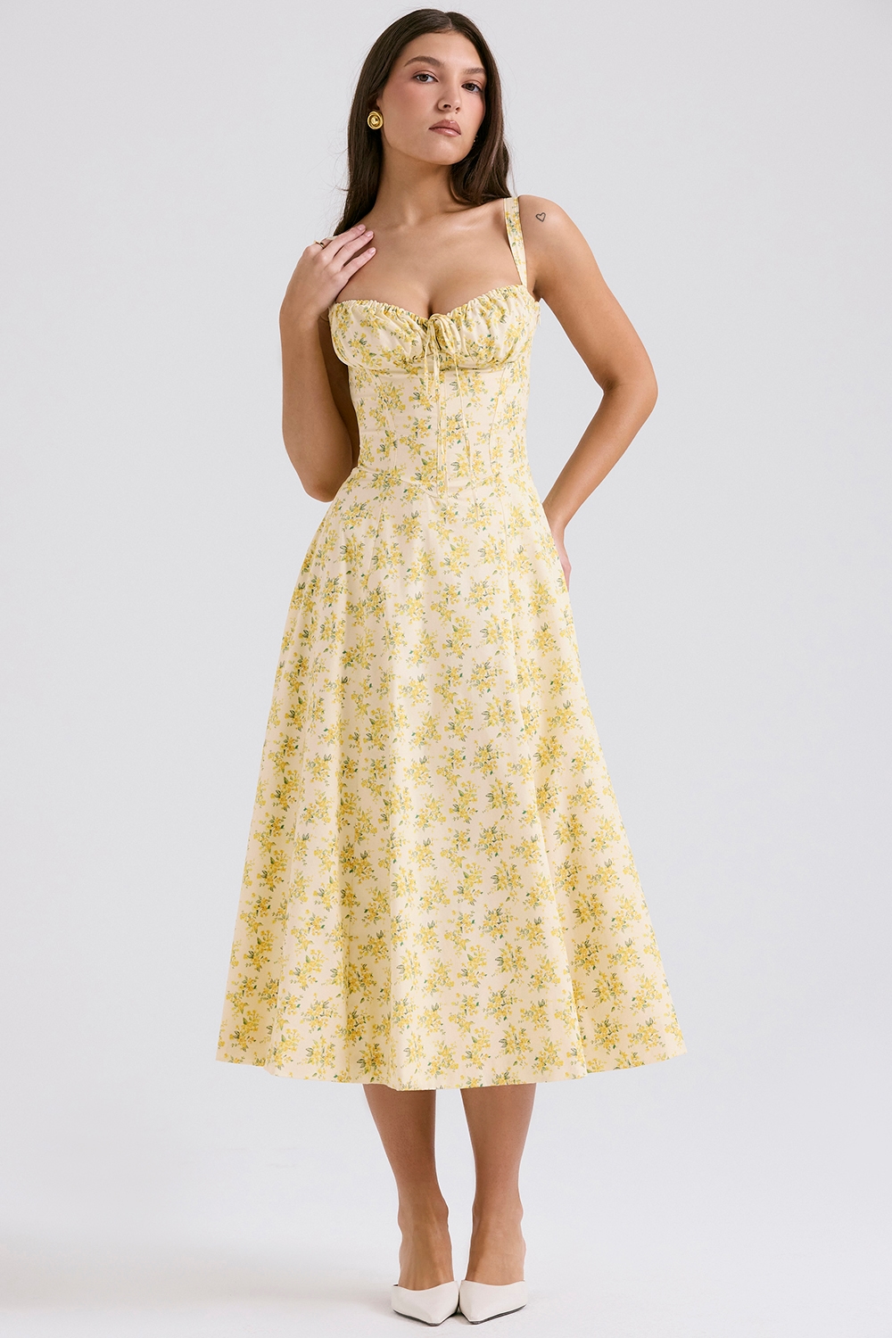 Carmen  Buttercup Vintage Floral Print Cotton Bustier Sundress — image 3