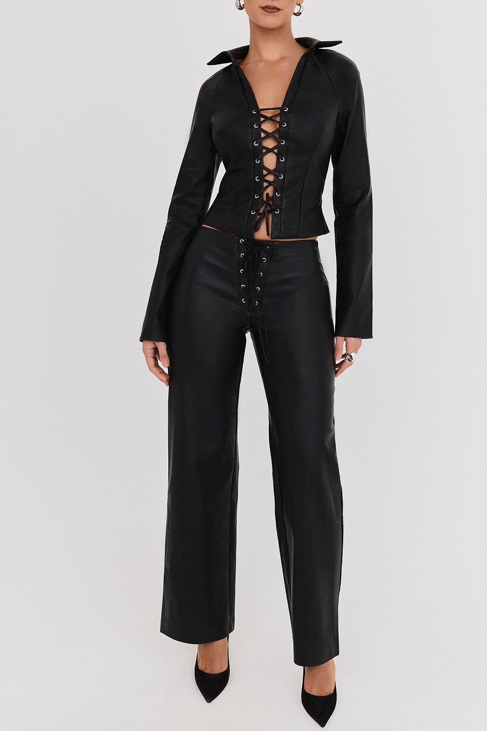Mistress Rocks Black Baggy Vegan Leather Trousers - SALE — image 3