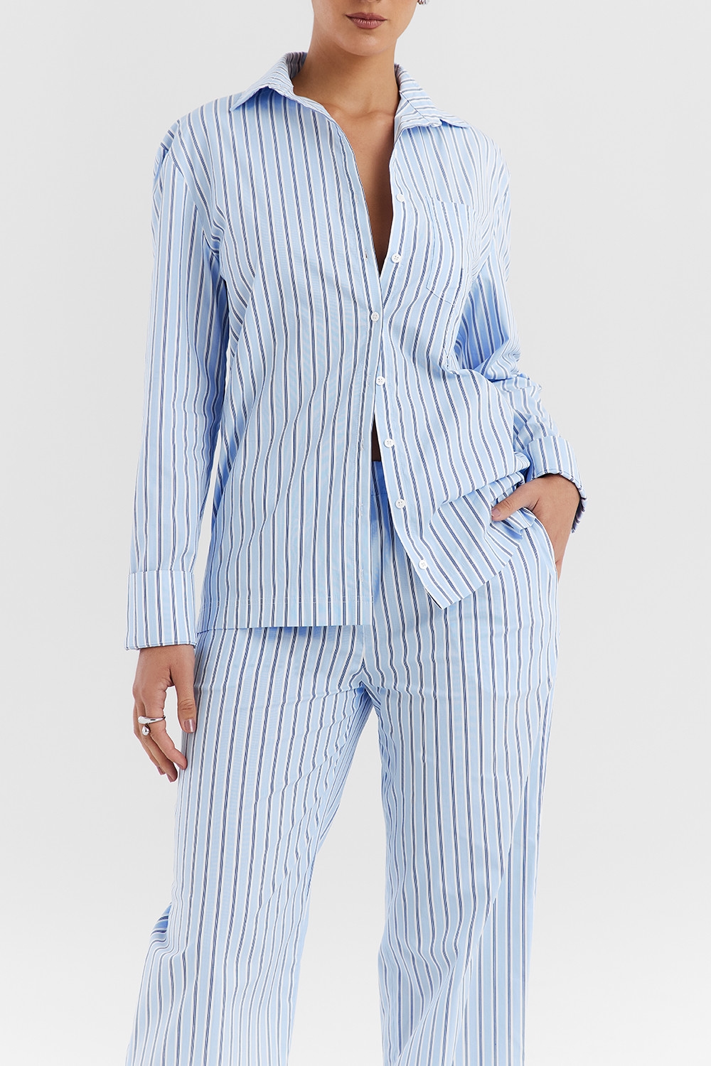 Mistress Rocks Blue Striped Boxy Shirt - SALE