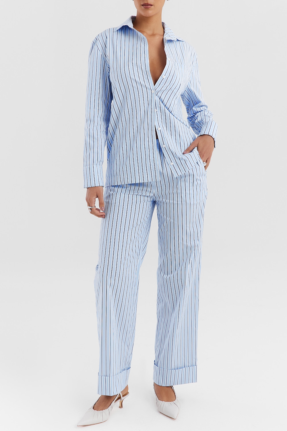 Mistress Rocks Blue Striped Baggy Trousers - SALE — image 4