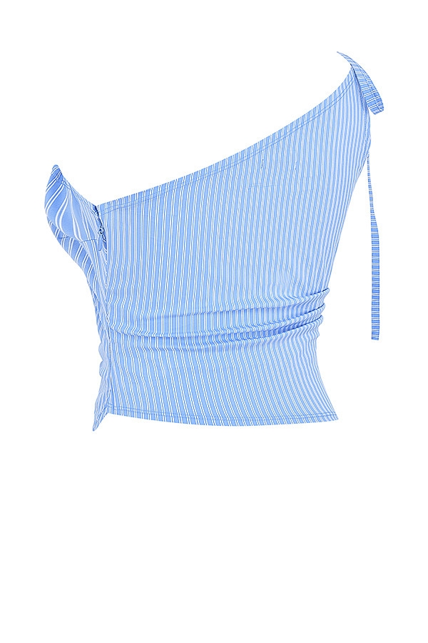 Mistress Rocks Blue Striped Asymmetric Top - SALE — image 10