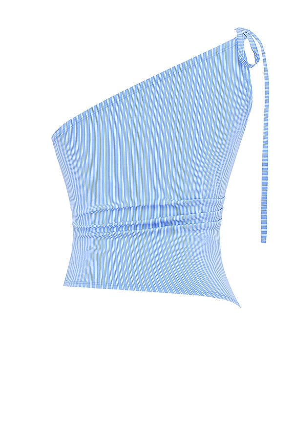 Mistress Rocks Blue Striped Asymmetric Top - SALE — image 11