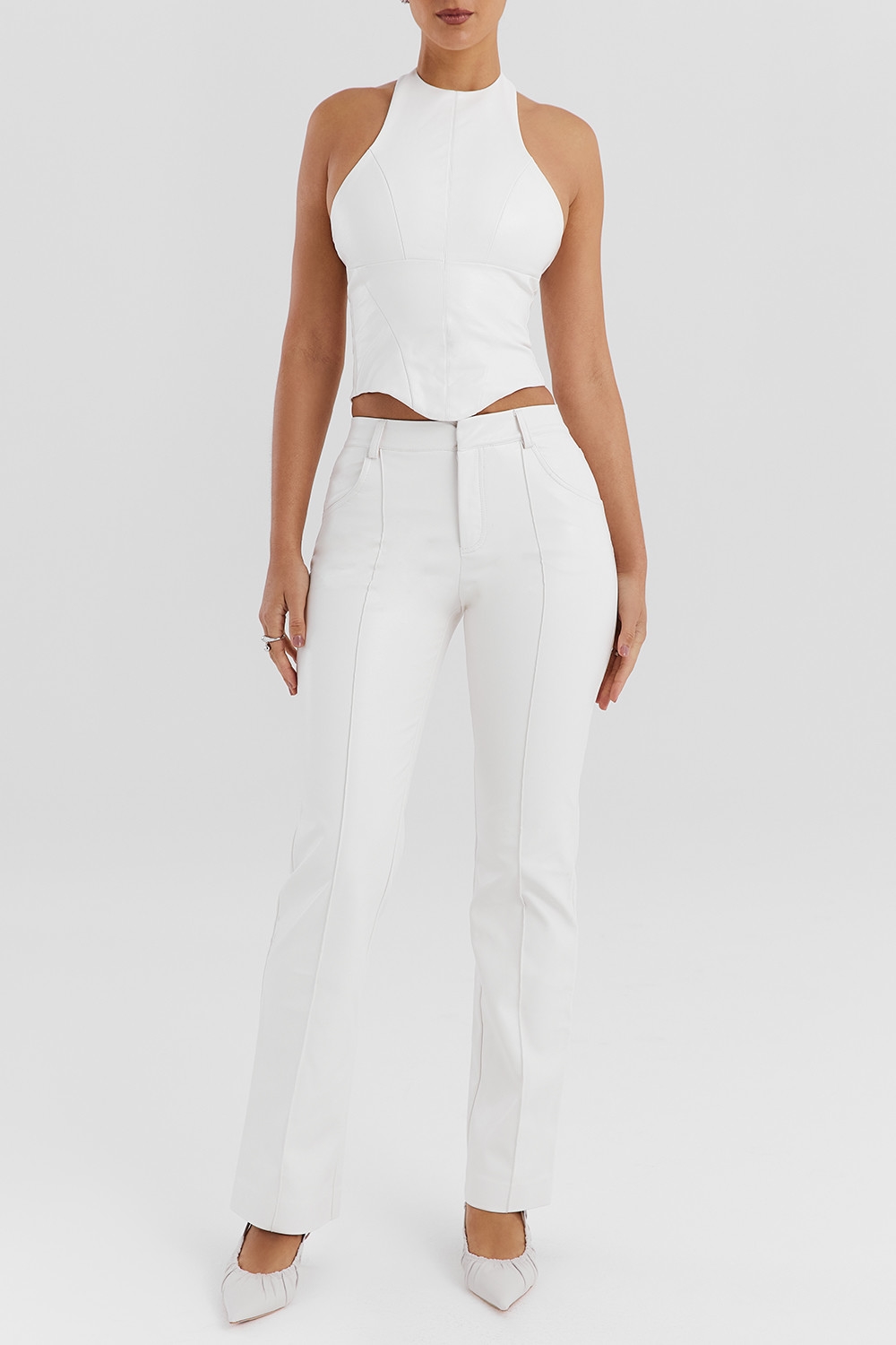 Mistress Rocks Ivory Vegan Leather Trousers - SALE — image 3
