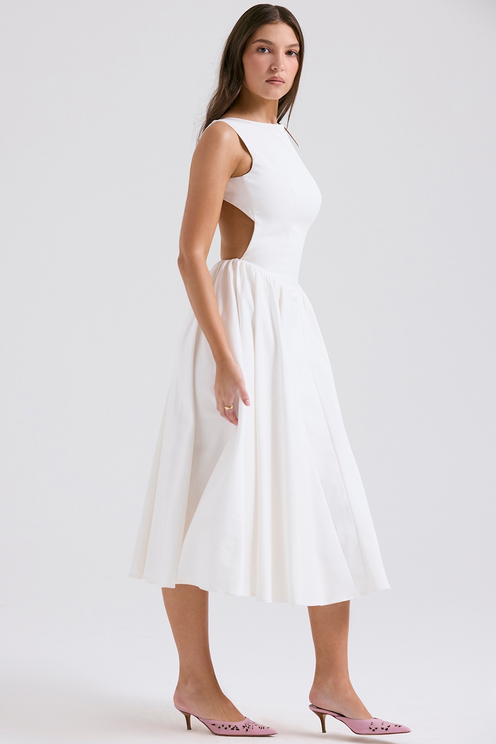 Cindy  White Twill Midi Sundress — image 6