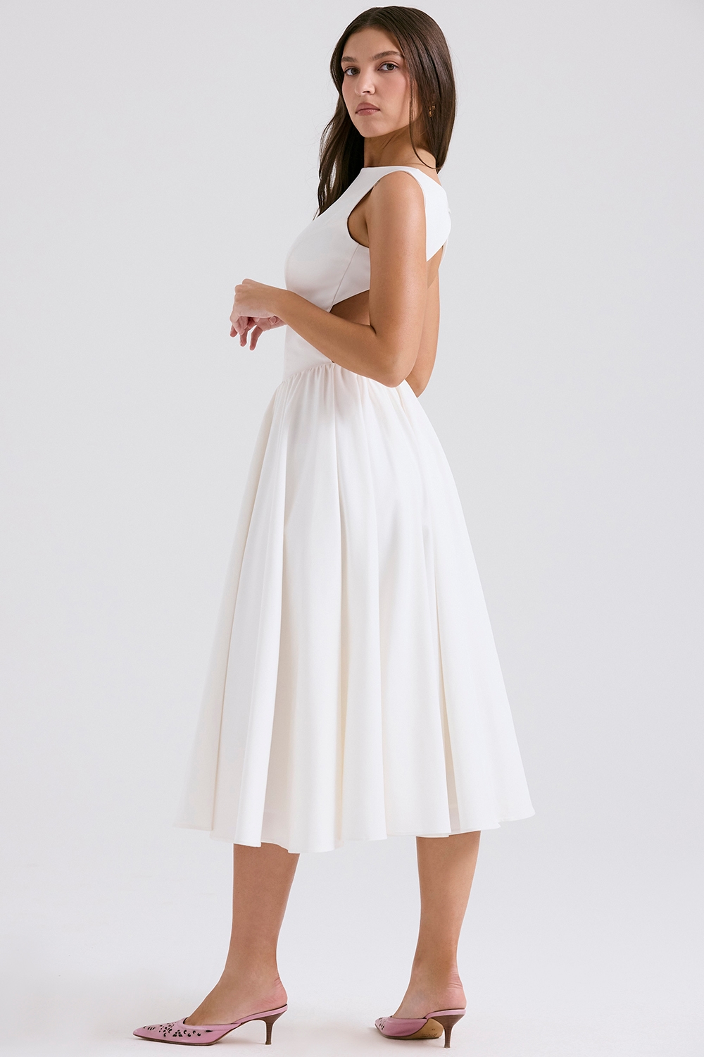 Cindy  White Twill Midi Sundress — image 7
