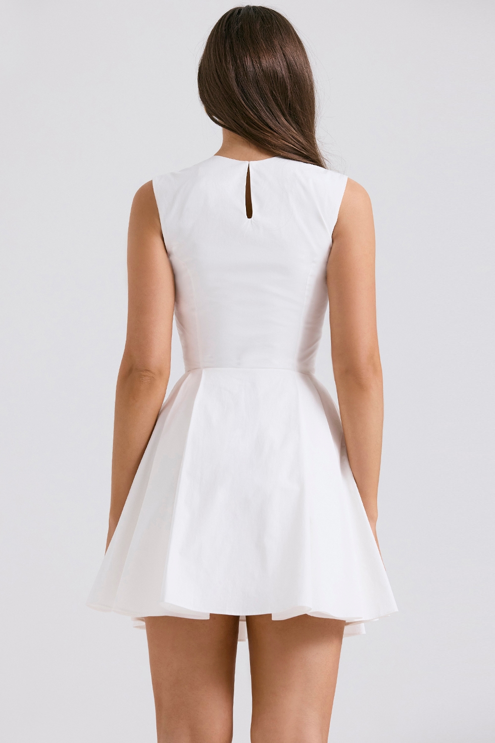 Claretta  White Pleated Cotton Mini Dress — image 8