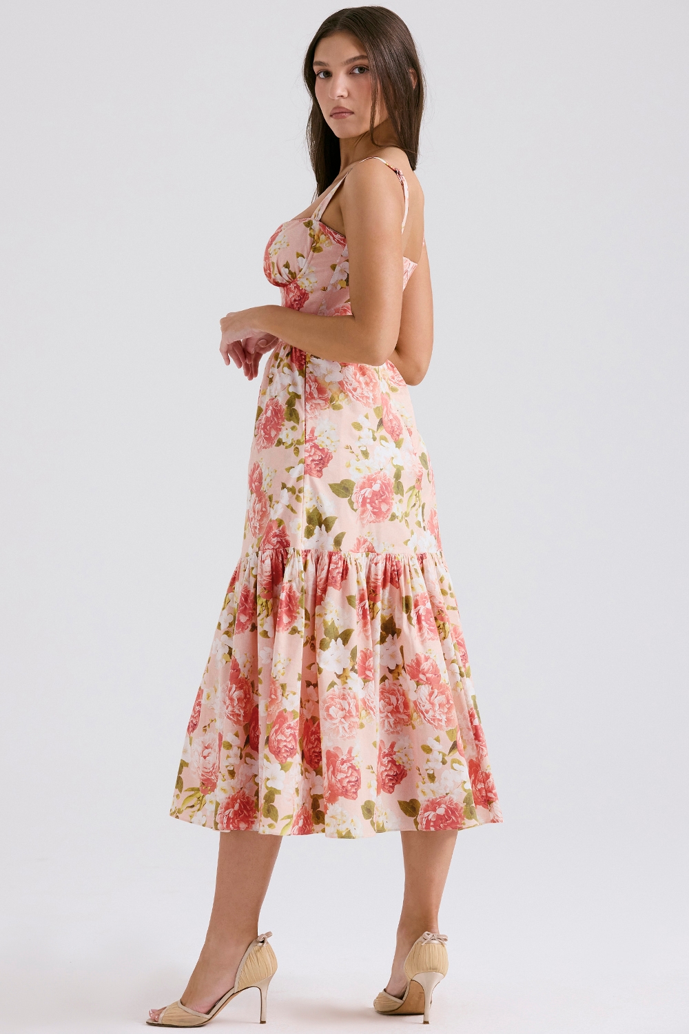 Elia  Pink Peony Print Cotton Midi Sundress — image 7