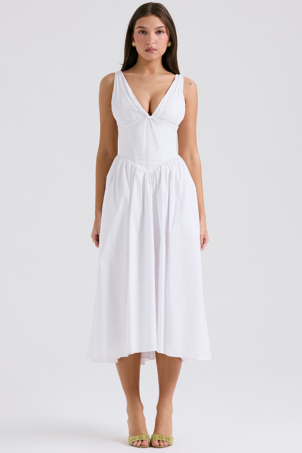 Emmelina  White Cotton Corset Sundress — image 2