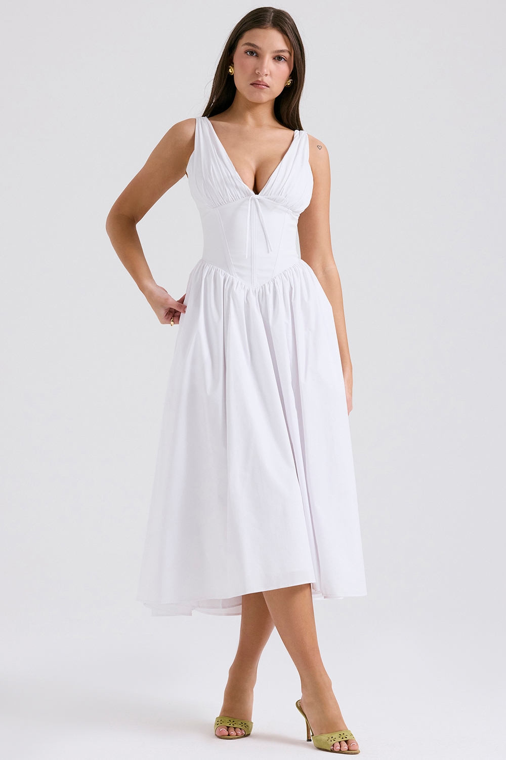 Emmelina  White Cotton Corset Sundress — image 3