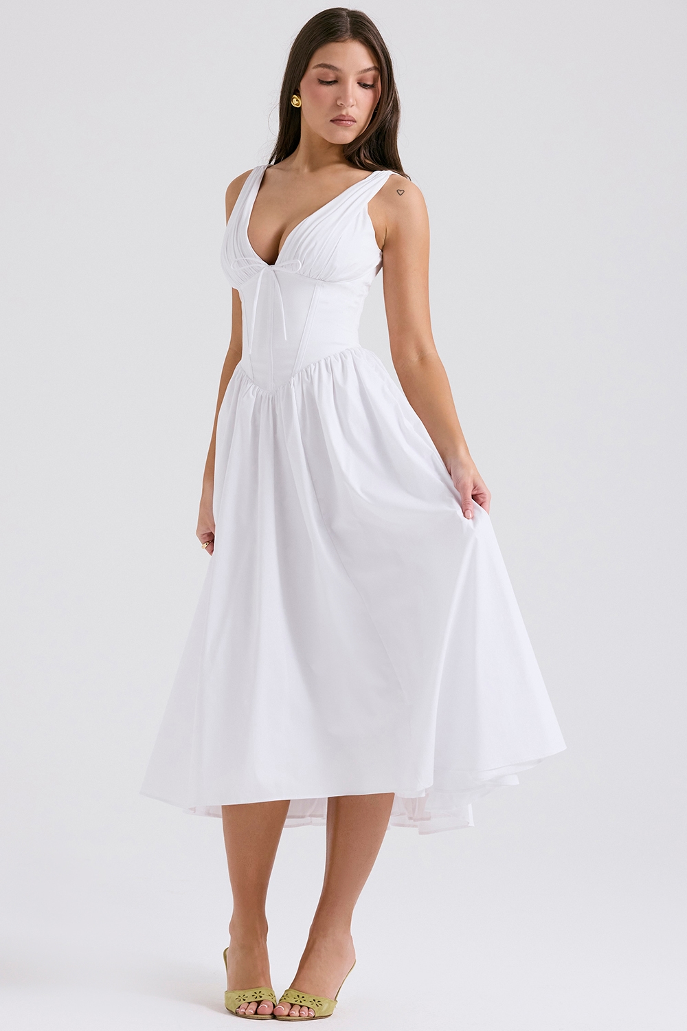 Emmelina  White Cotton Corset Sundress — image 5